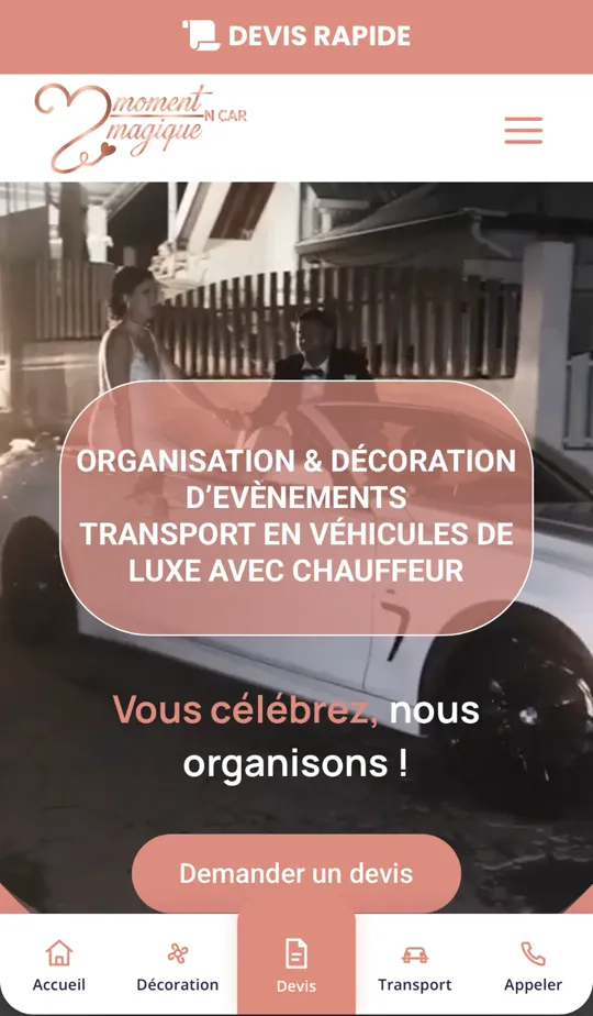 Page d'accueil du site Moment Magique N Car
